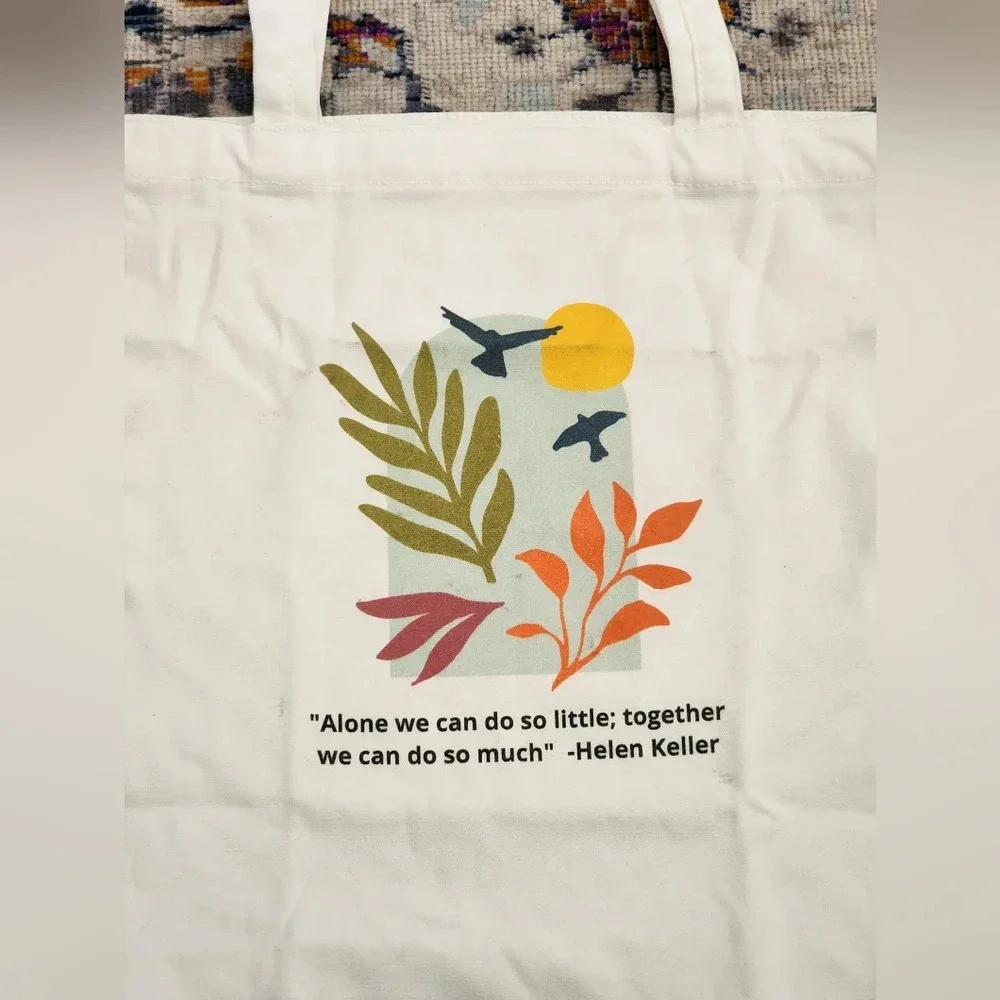 Inspirational White Tote Bag, Everyday Shopping Bag, Travel Bag, On the Go Tote
